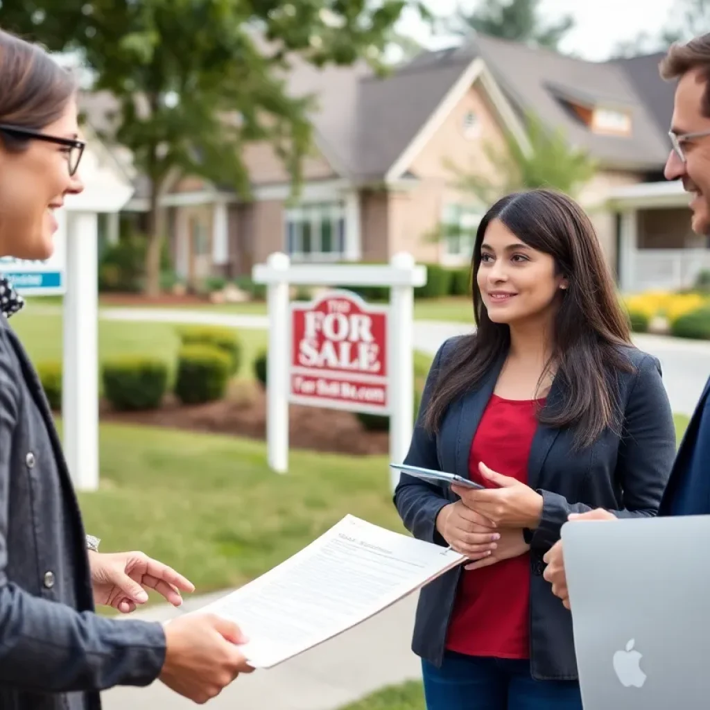 A real estate agent guiding clients through the home buying process in Raleigh, NC.