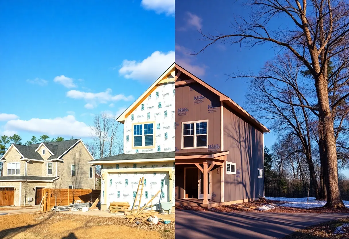 Construction site in Raleigh NC showing seasonal changes