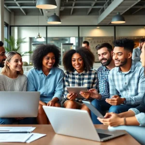 Young adults exploring homeownership options with digital tools
