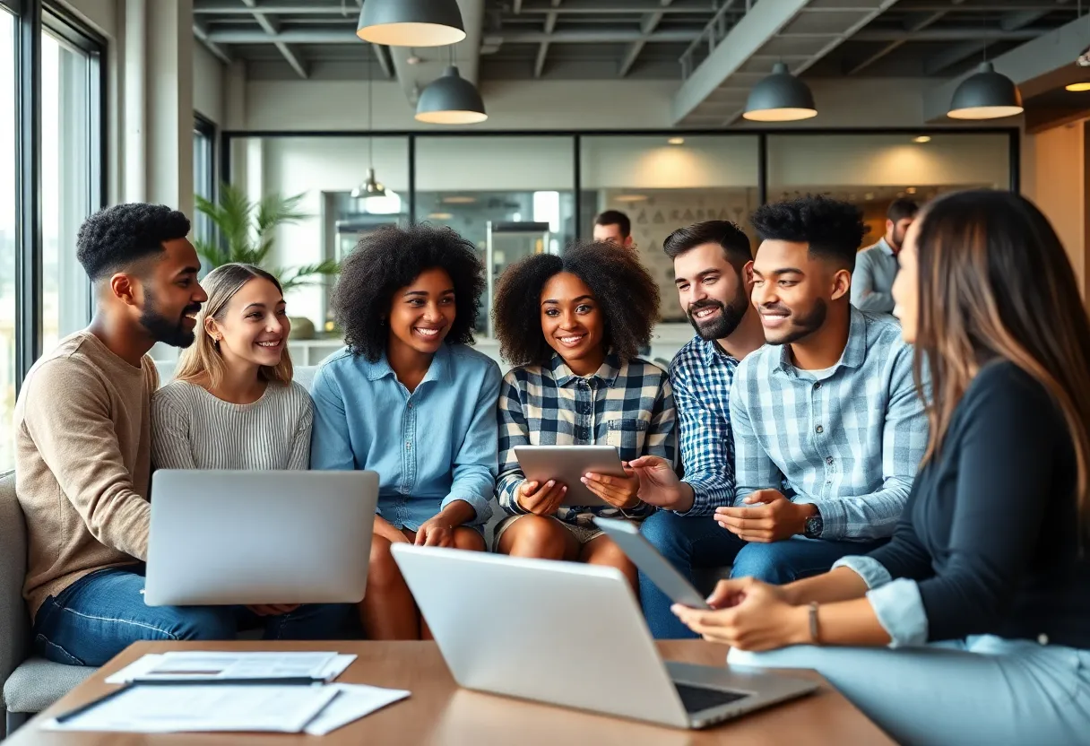 Young adults exploring homeownership options with digital tools