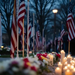 Flowers and candles at memorial site for Midtown Manhattan shooting victims