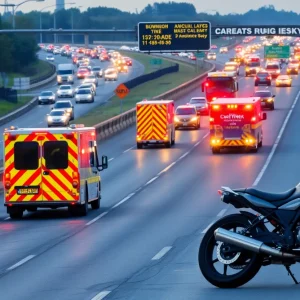 Motorcycle crash scene on I-40 East