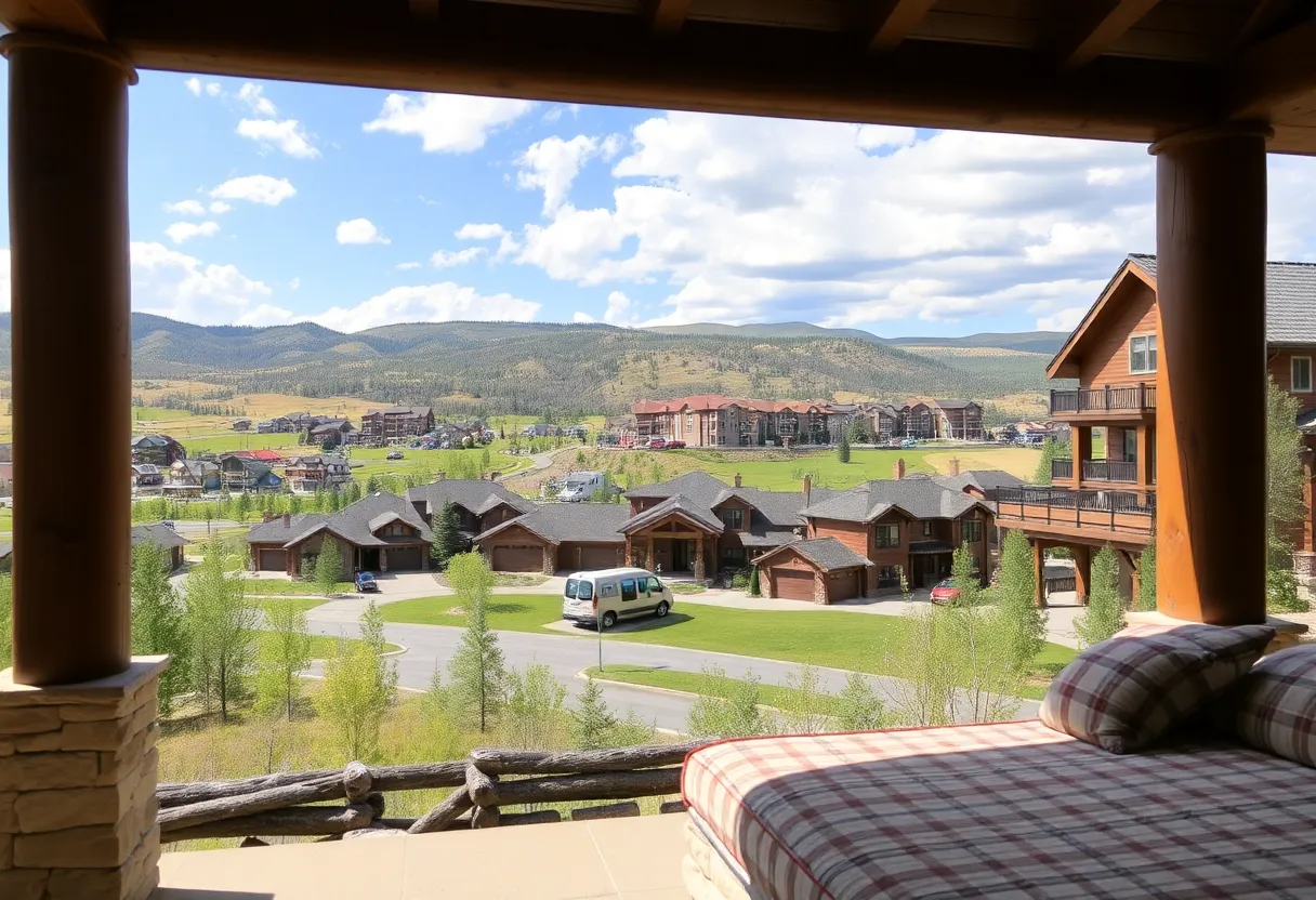 Aerial view of Steamboat Springs highlighting various real estate properties.