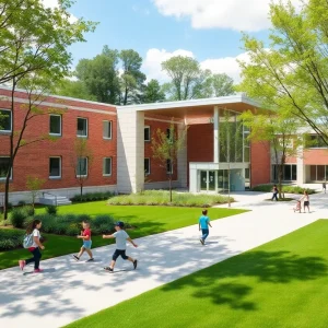 Architectural rendering of a new elementary school design
