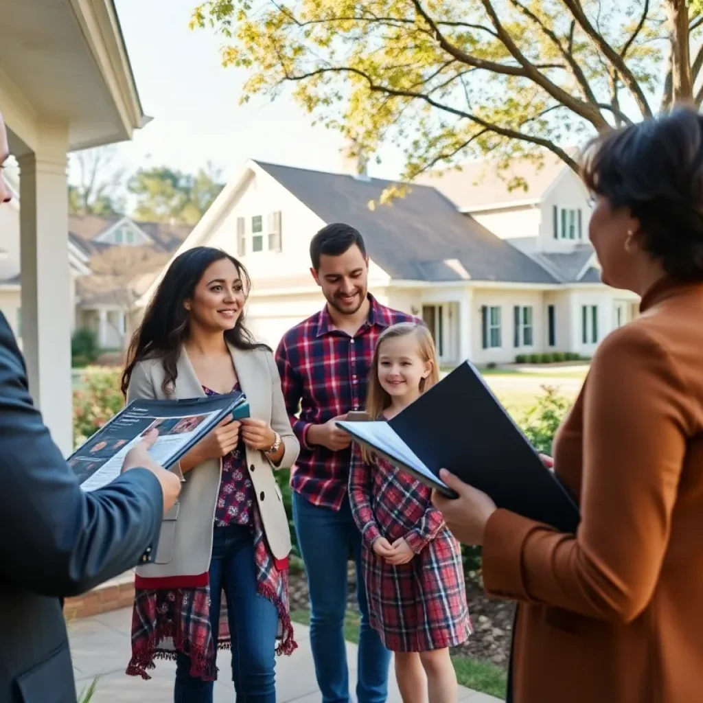Real estate agent assisting a family in Raleigh, NC.