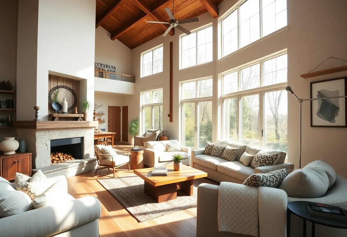 Cozy home interior design with natural light