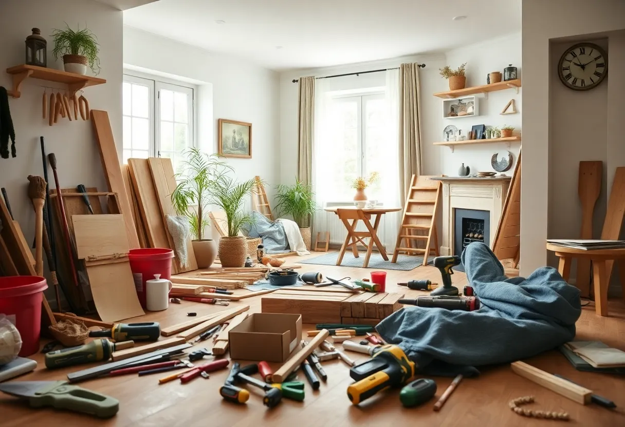 A DIY home renovation project in progress