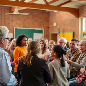 Parents protesting against school closures in Leander