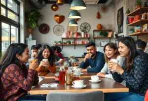 Customers enjoying coffee at Cocoa Cinnamon café in Durham