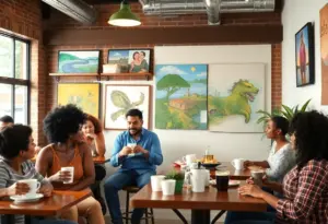 Community members enjoying coffee at Cocoa Cinnamon in Durham