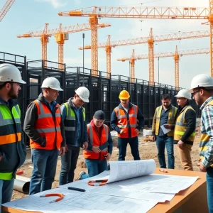 Busy construction site for the Meta data center in Richland Parish
