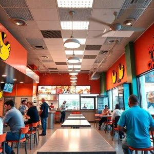 Guests dining at Dave's Hot Chicken in Raleigh