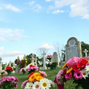 Memorial setup at a cemetery for Doris Keith Stanley
