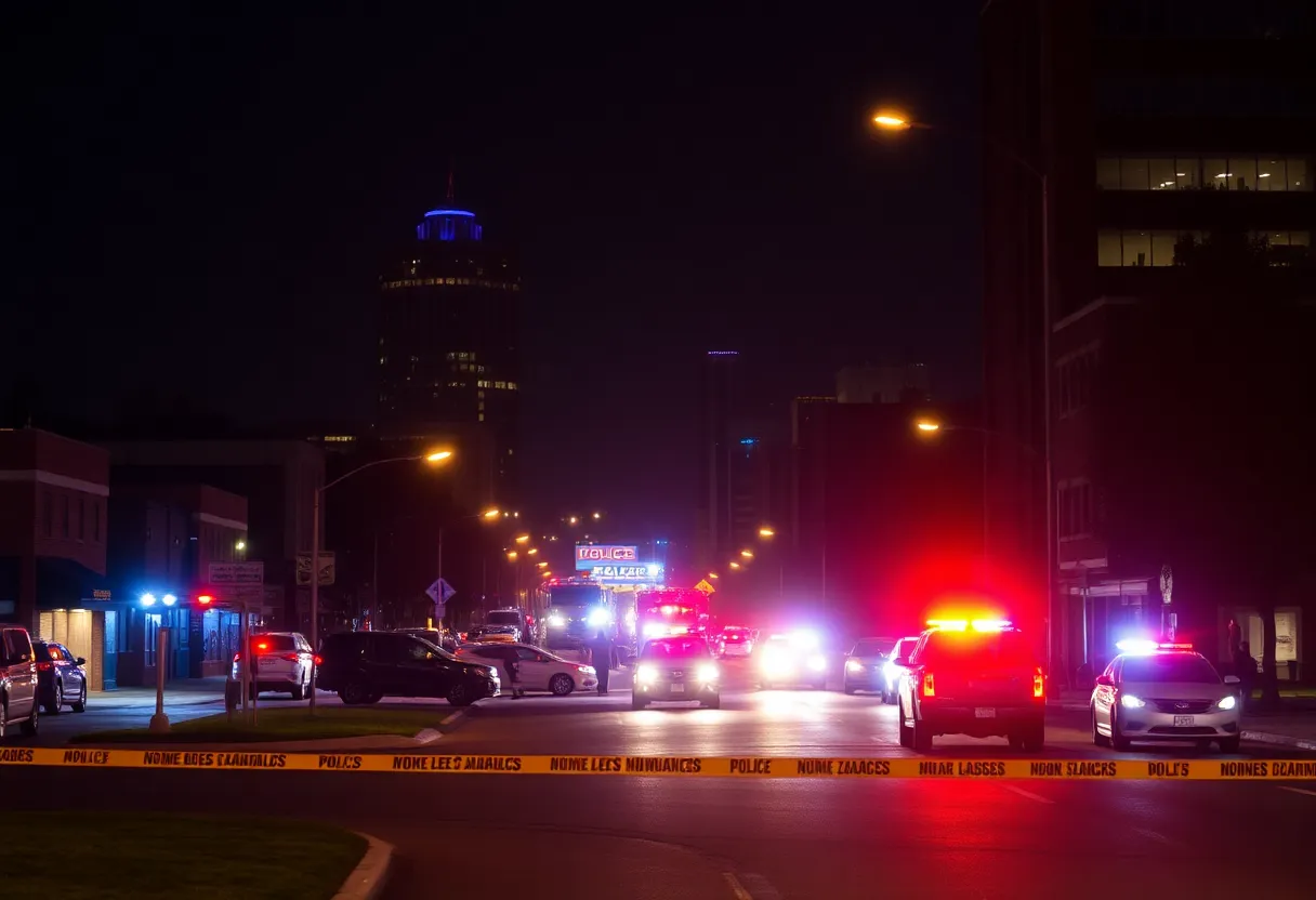Police response at a downtown shooting scene in Durham