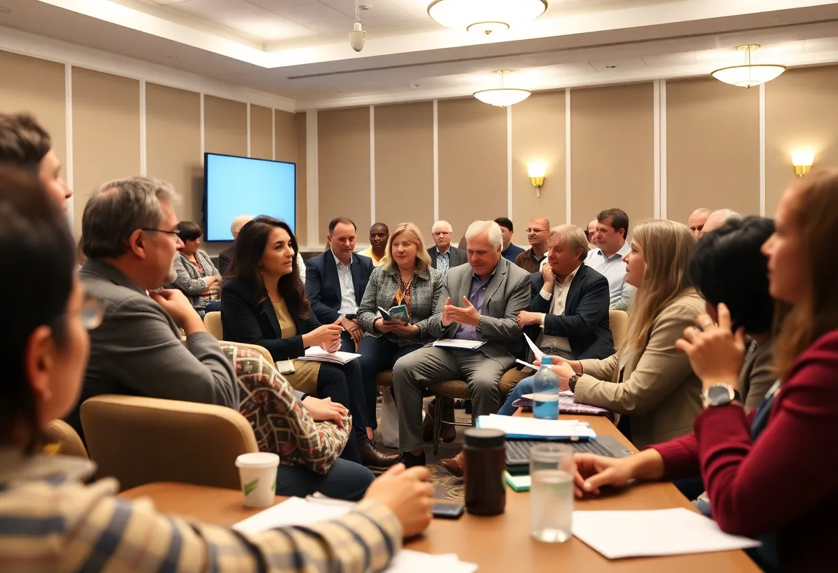 Community members engaging in a political forum in Durham