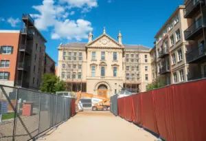 Construction site of Eliot House renovations at Harvard University