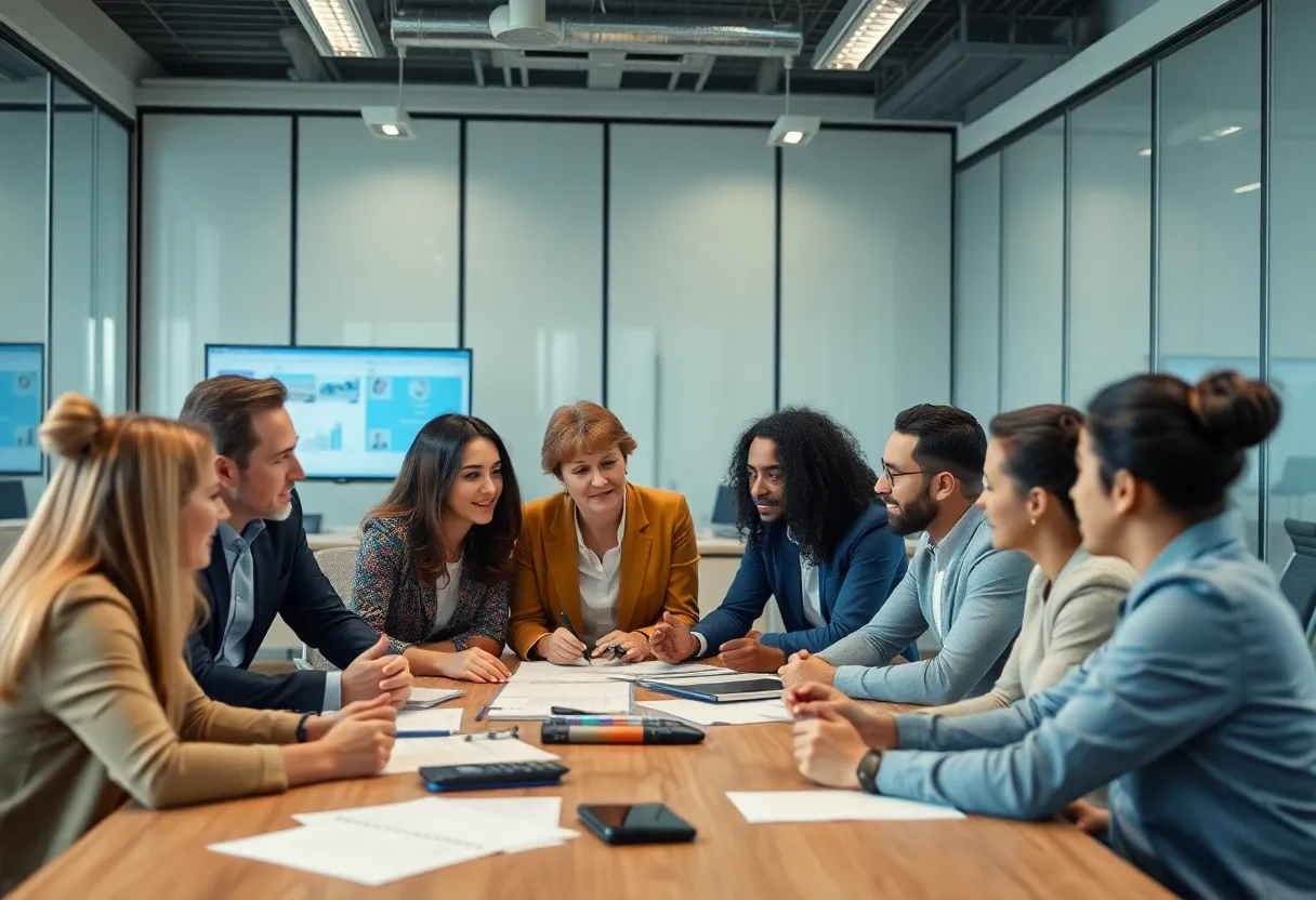 Team meeting about equipment finance strategies at First Citizens Bank