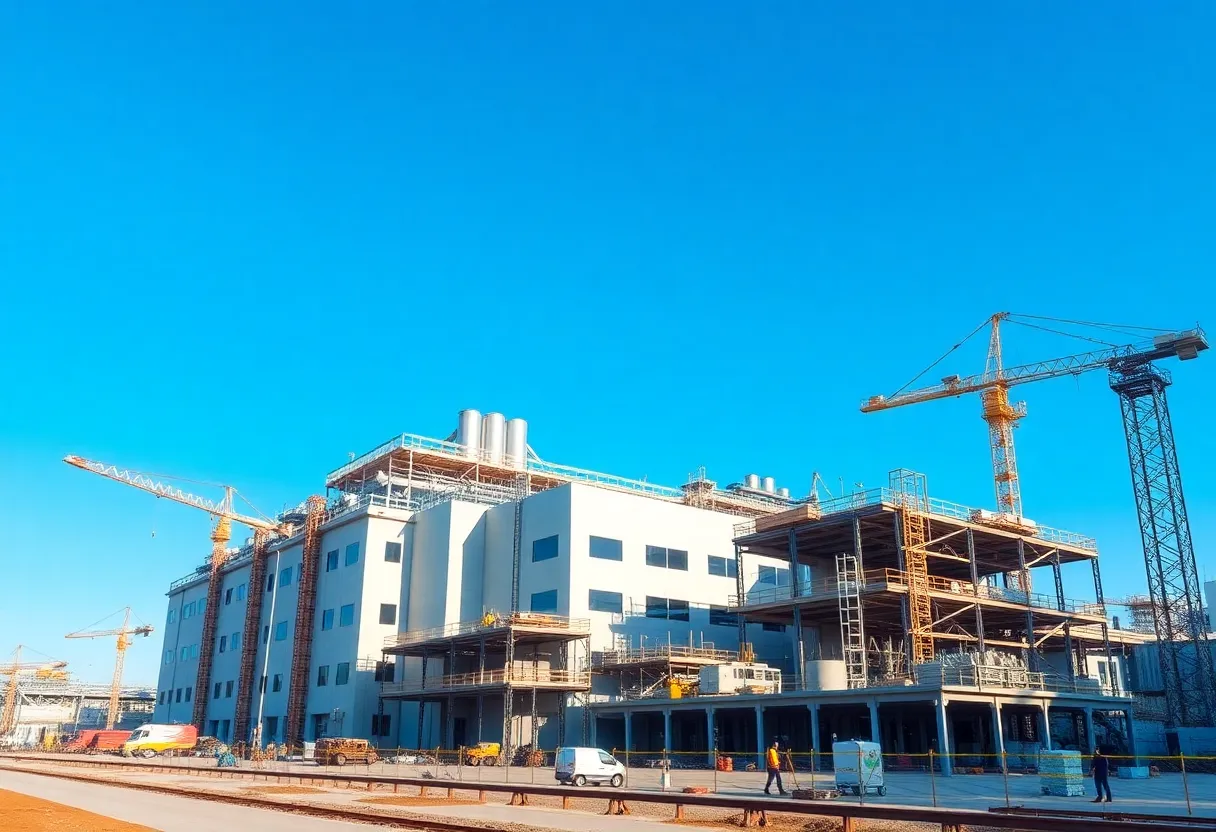 Construction of Genentech's biotech facility in Holly Springs, NC.