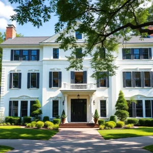 Exterior view of a Georgian Revival home in Raleigh, North Carolina