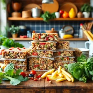 Variety of healthy snack bars made with whole ingredients on display
