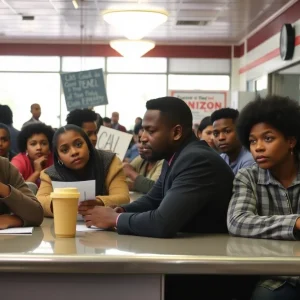 Civil rights activists participating in a sit-in protest