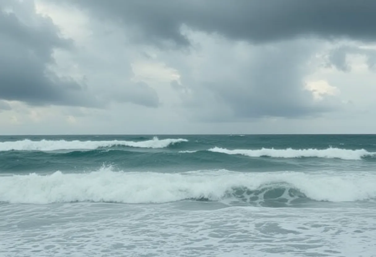 Coastal view during Hurricane Humberto with rough surf