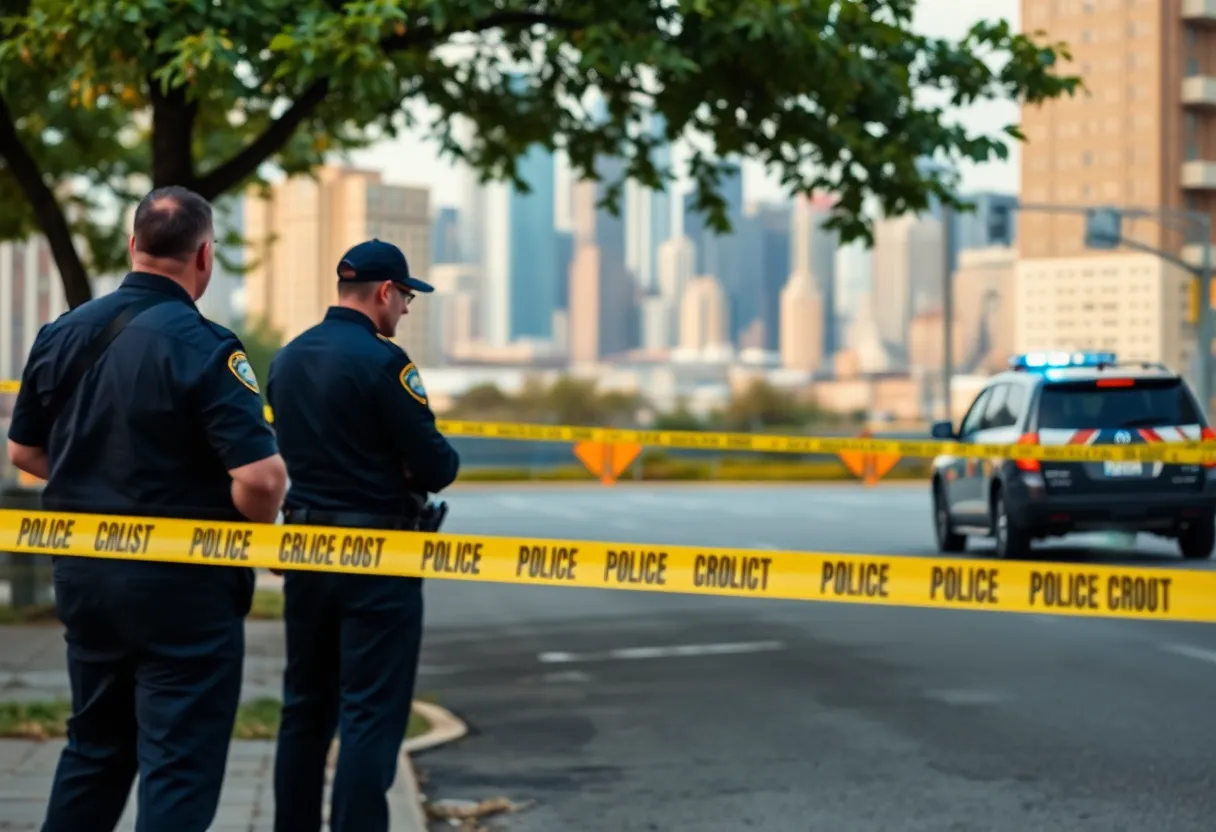 Police investigation scene in an urban area related to shootings