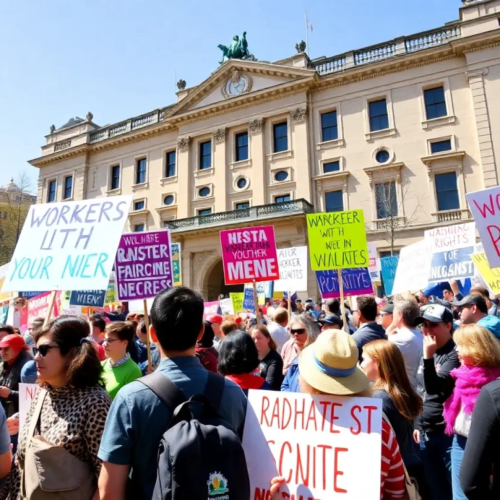 Protesters rallying for workers' rights in North Carolina