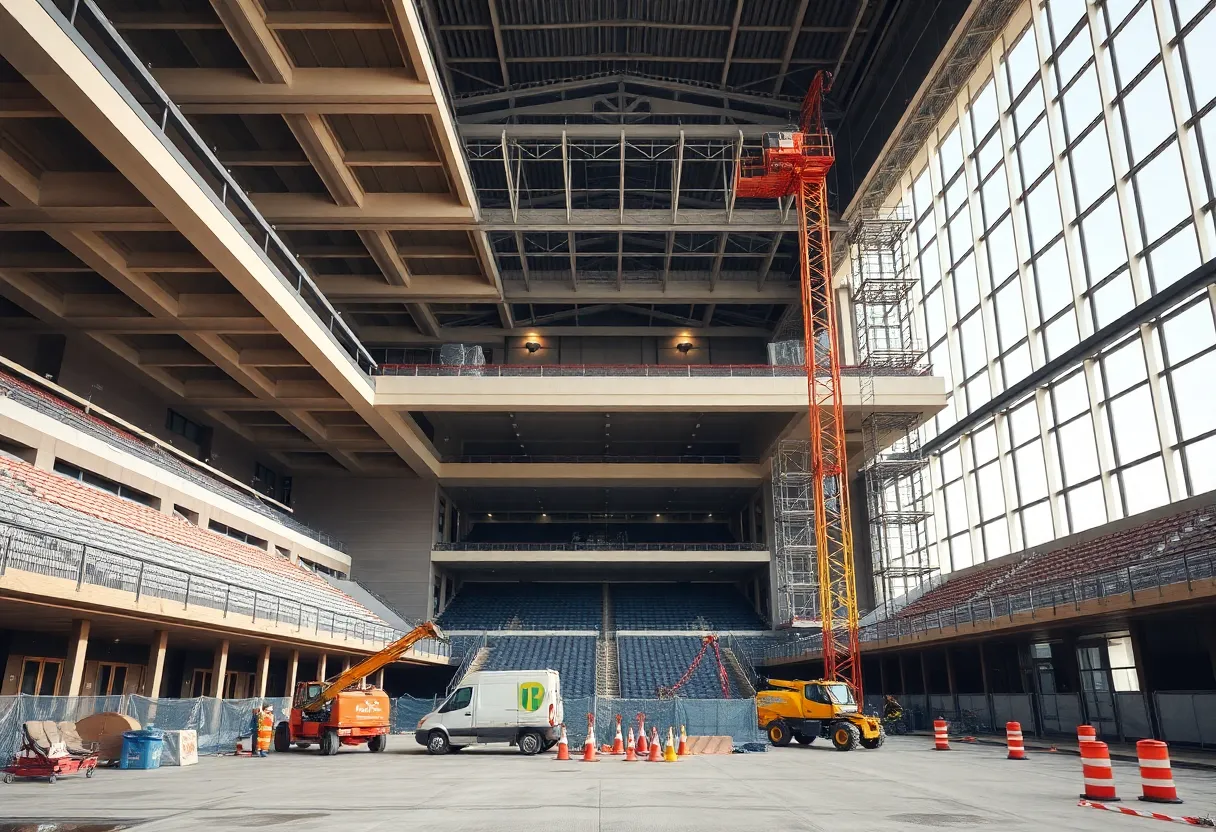 Construction site of the Lenovo Center renovation in Raleigh.