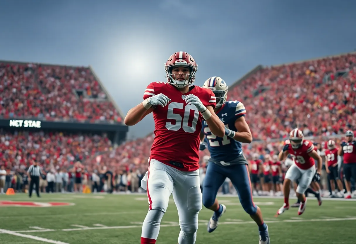 NC State Football team in action against Virginia Tech at Carter-Finley Stadium.