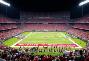 NC State football fans and players preparing for the game against Virginia Tech