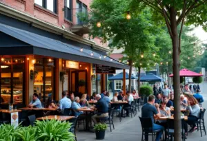 Outdoor dining scene in Raleigh featuring new restaurants.