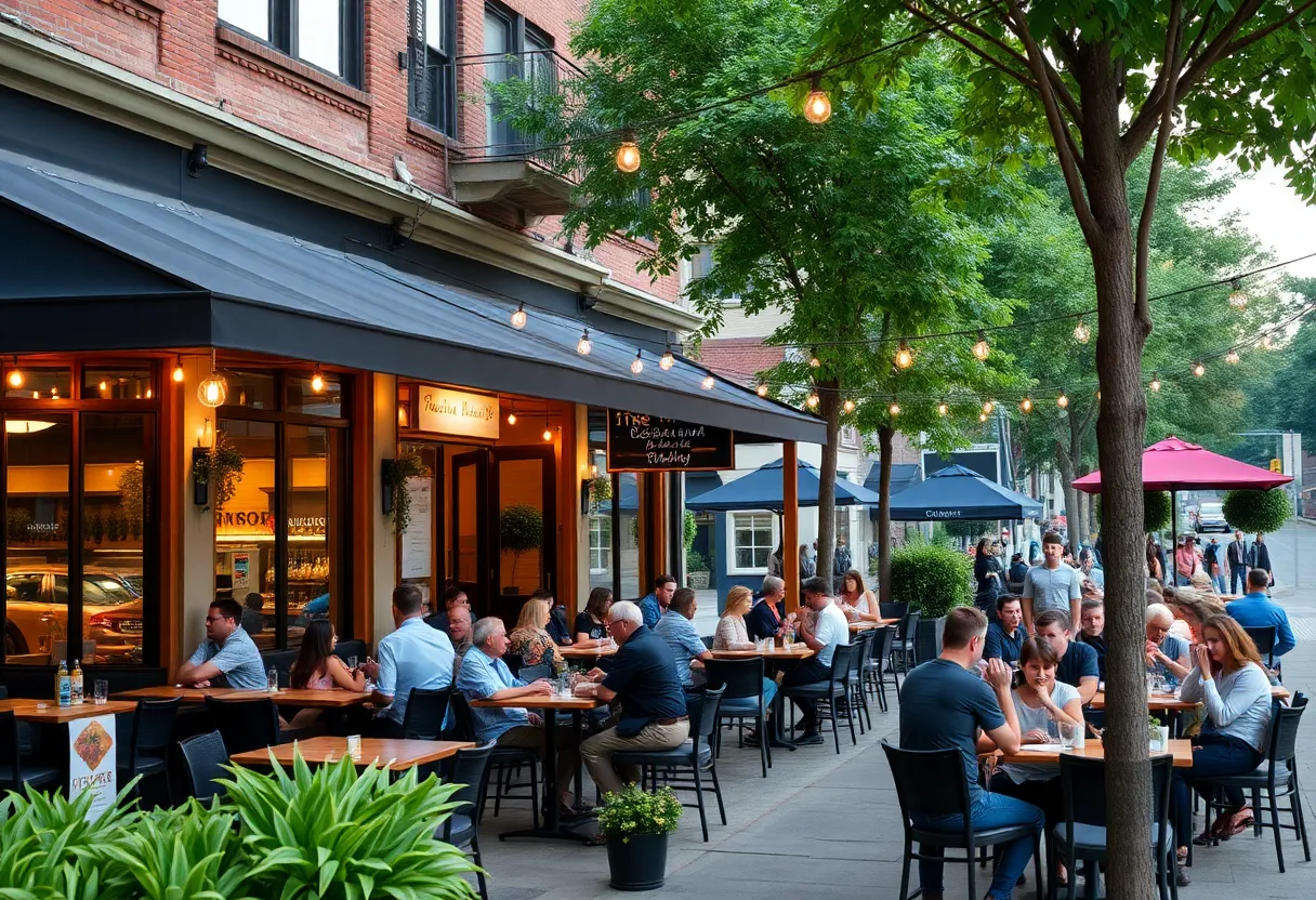 Outdoor dining scene in Raleigh featuring new restaurants.