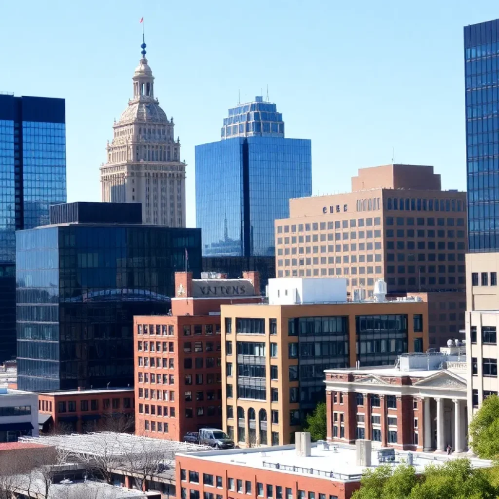 A blend of modern and traditional buildings in North Carolina representing business growth.