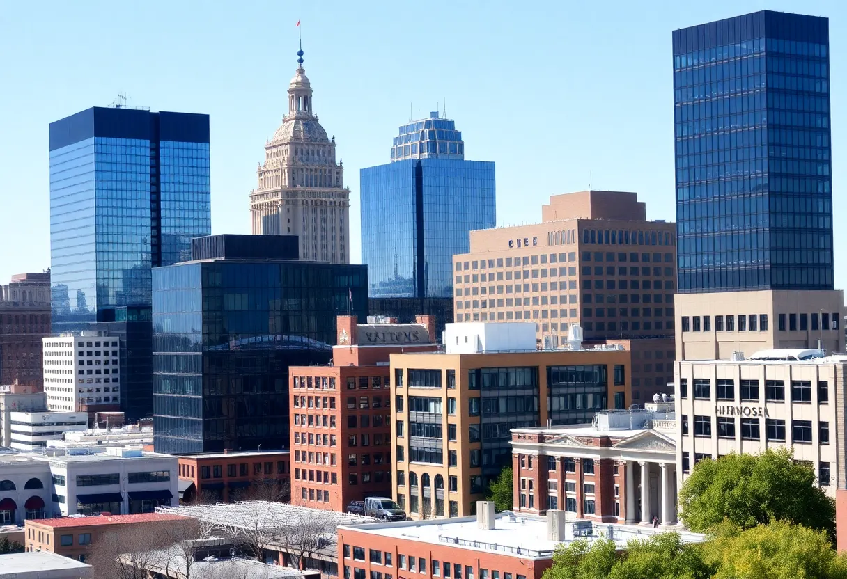 A blend of modern and traditional buildings in North Carolina representing business growth.