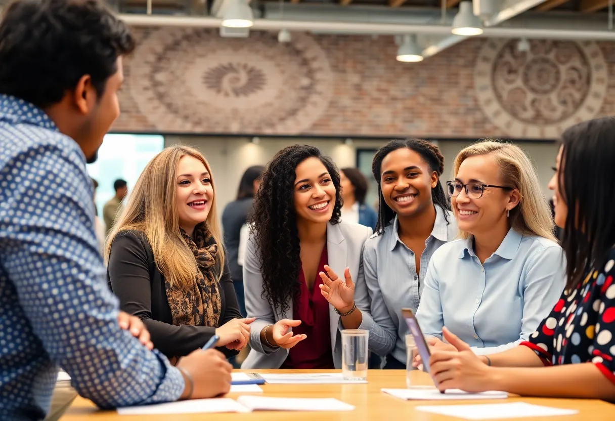 Entrepreneurs discussing business strategies at a workshop