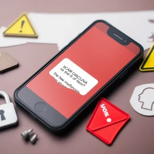 Smartphone showing a fraudulent text message alert