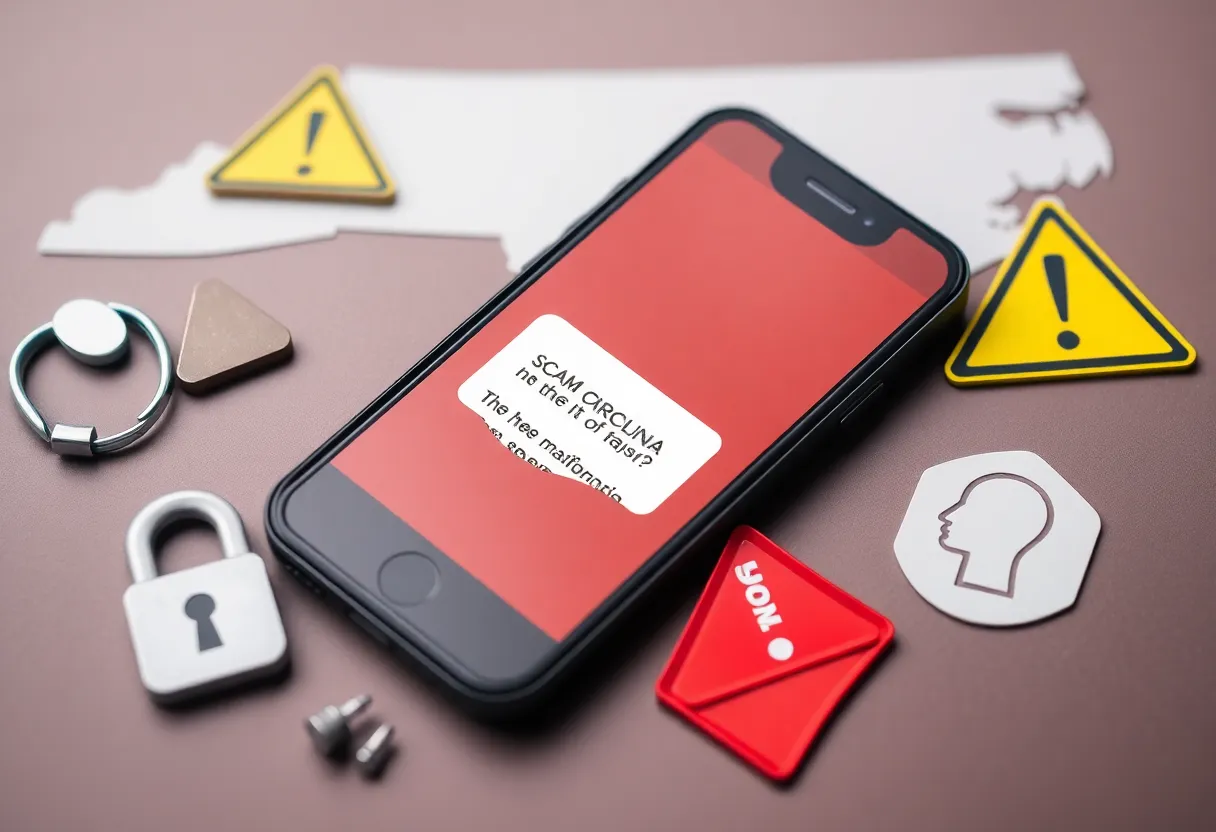 Smartphone showing a fraudulent text message alert