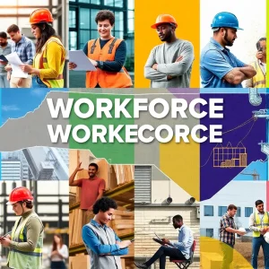 Collage illustrating workforce development initiatives in North Carolina