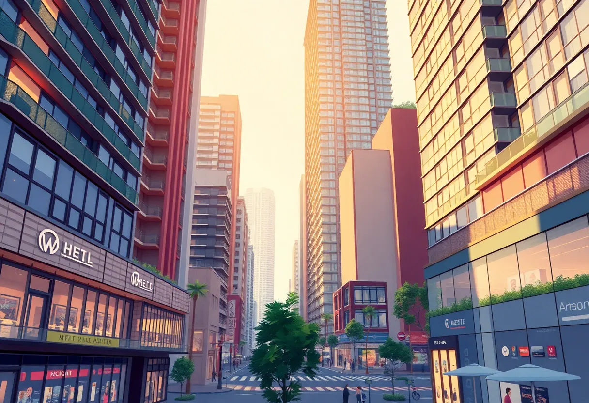 Concept illustration of North Hills high-rise developments with mixed-use spaces.