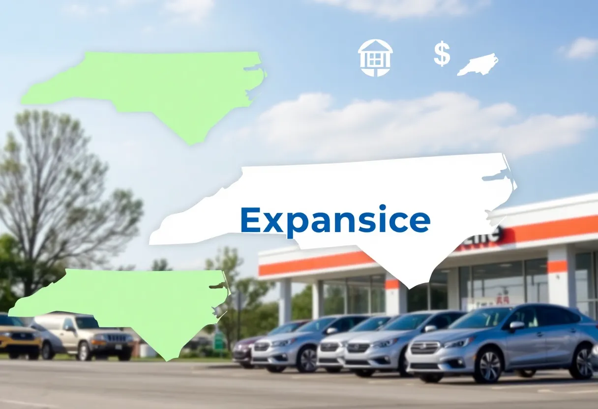 Map indicating North State Acceptance's loan portfolio expansion in North Carolina