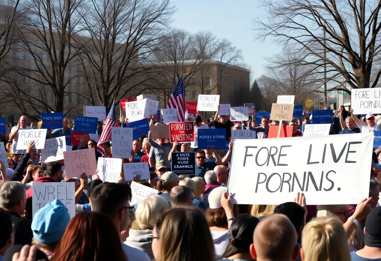 Crowds at a rally supporting progressive candidates