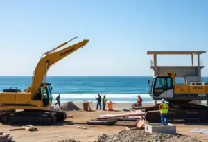 Construction site of the Ocean Safety Base Station at Kailua Beach Park