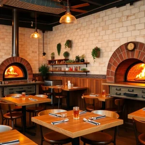 Interior of Pizzeria Toro showcasing wood-fired pizza oven