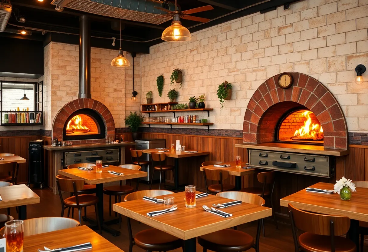 Interior of Pizzeria Toro showcasing wood-fired pizza oven