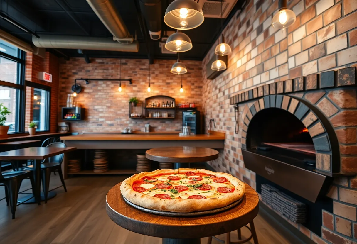 Interior of Pizzeria Toro in Raleigh, showcasing wood-fired ovens and fresh ingredients.