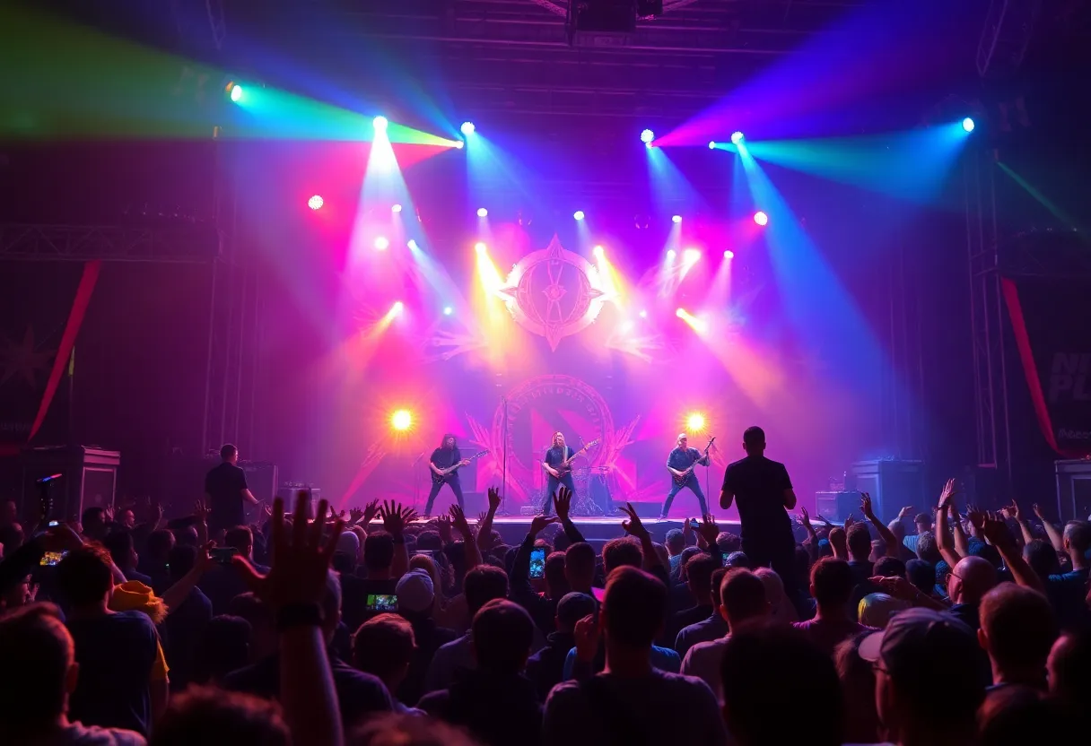 Vibrant concert scene with audience and stage lights