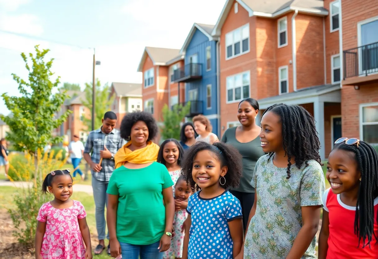 Community members in front of new affordable housing in Raleigh