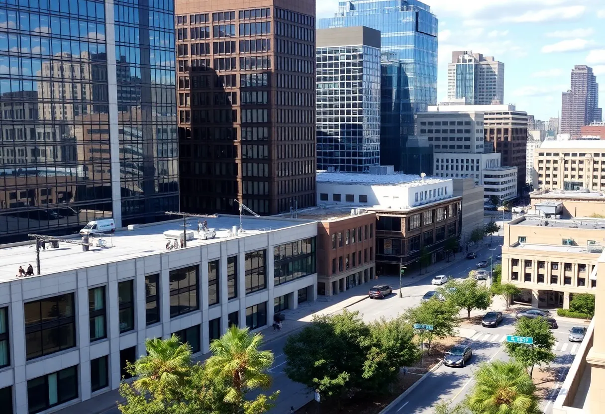 Cityscape of Raleigh with technological innovations