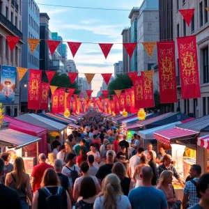 Crowds enjoying festivals in Raleigh, NC in September